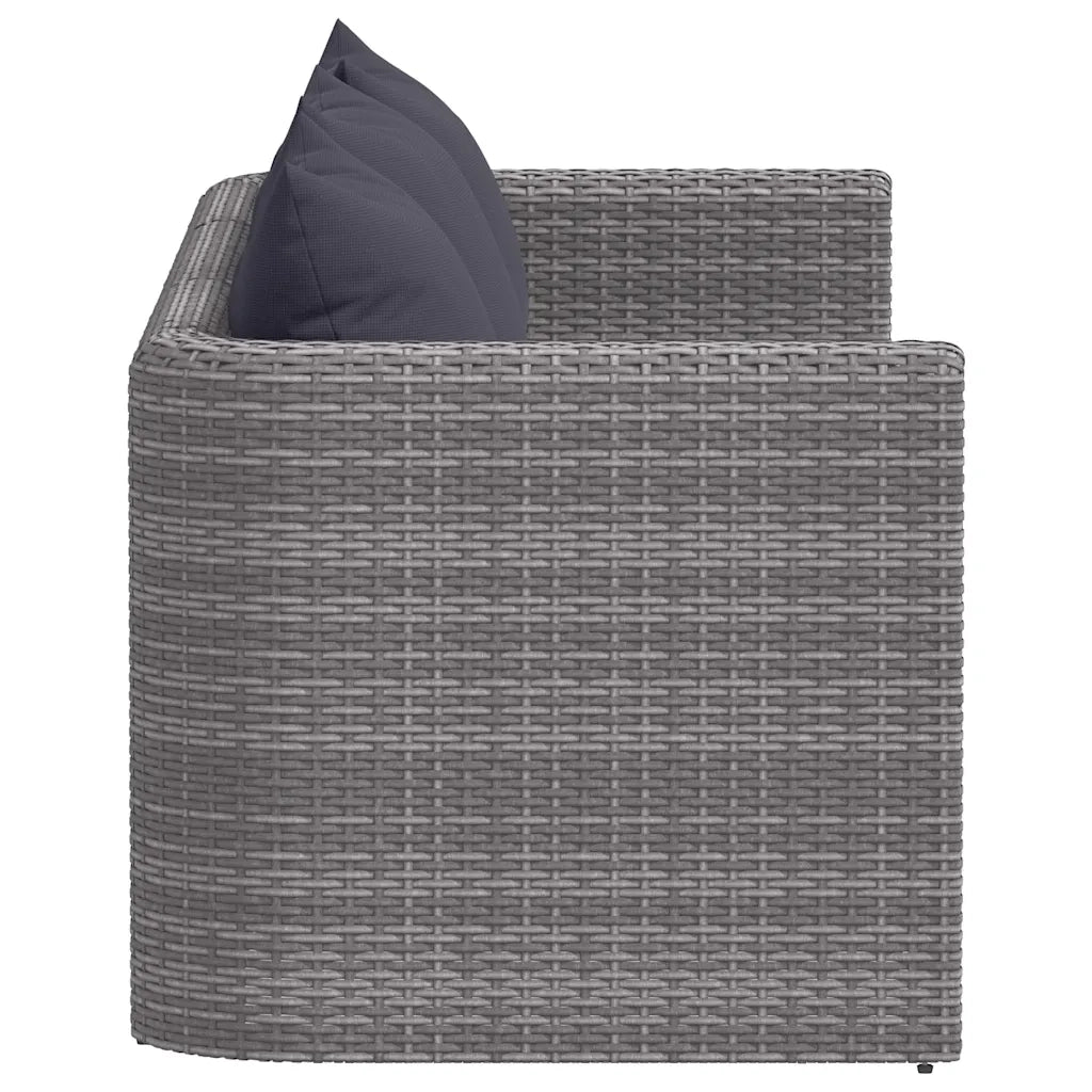 Set Divani da Giardino 3 pz con Cuscini Grigio in Polyrattan 44163