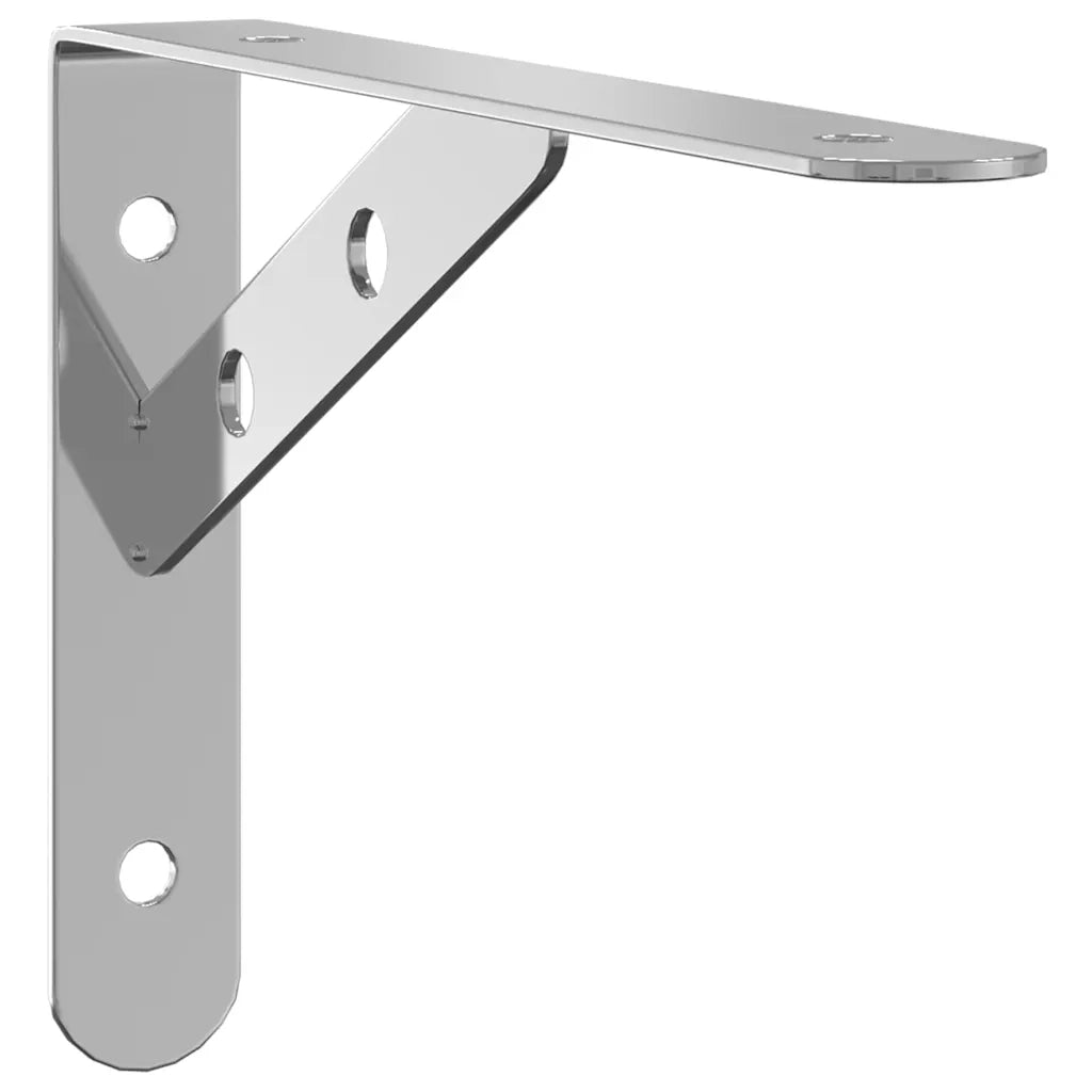 4 pz Staffe per Mensola | Ripiano | Scaffale 20x2,5x14 cm in Acciaio Inox Argento
