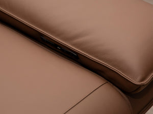 Divano angolare relax componibile in pelle marrone