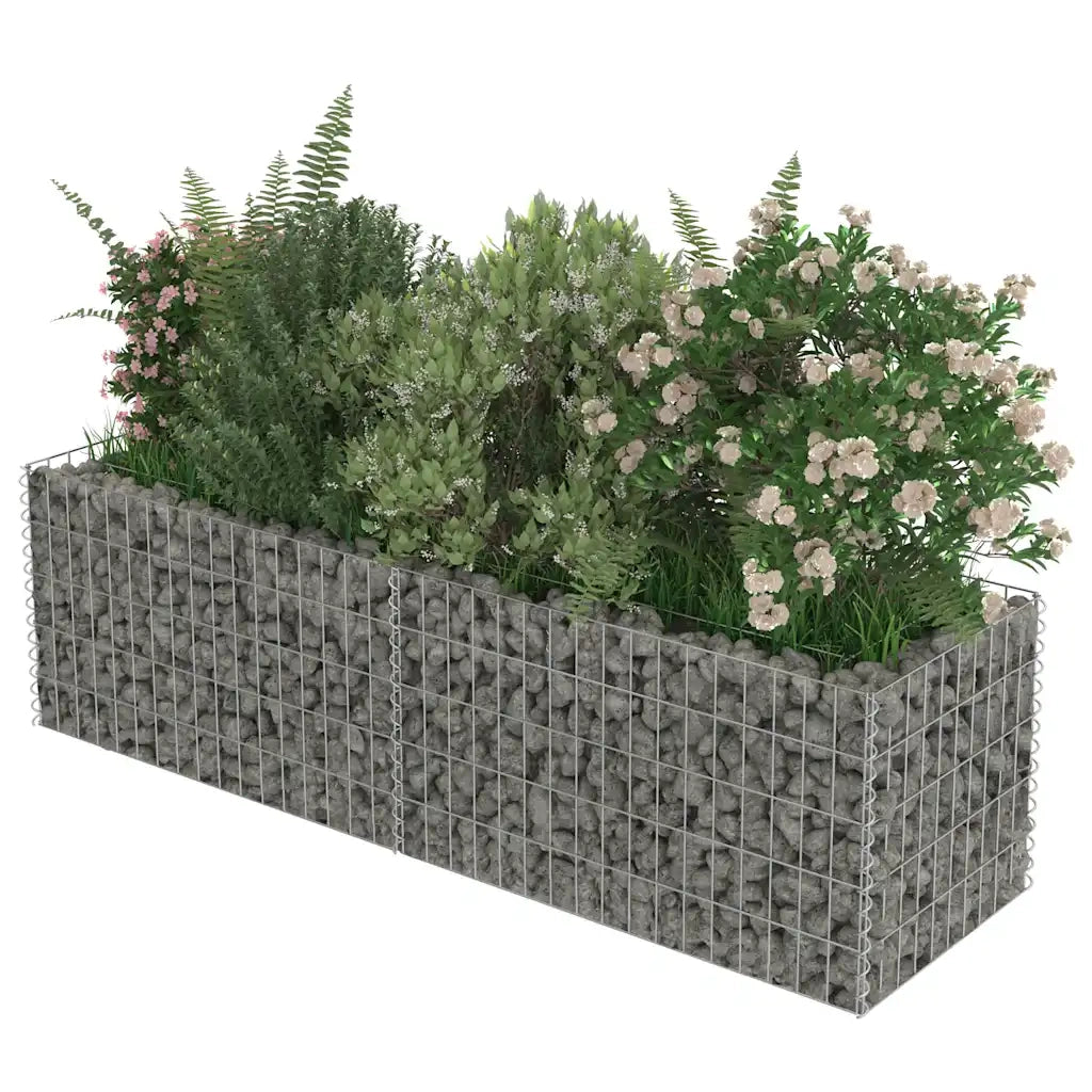 Gabbione Letto Rialzato in Acciaio Zincato 180x50x50 cm 143559