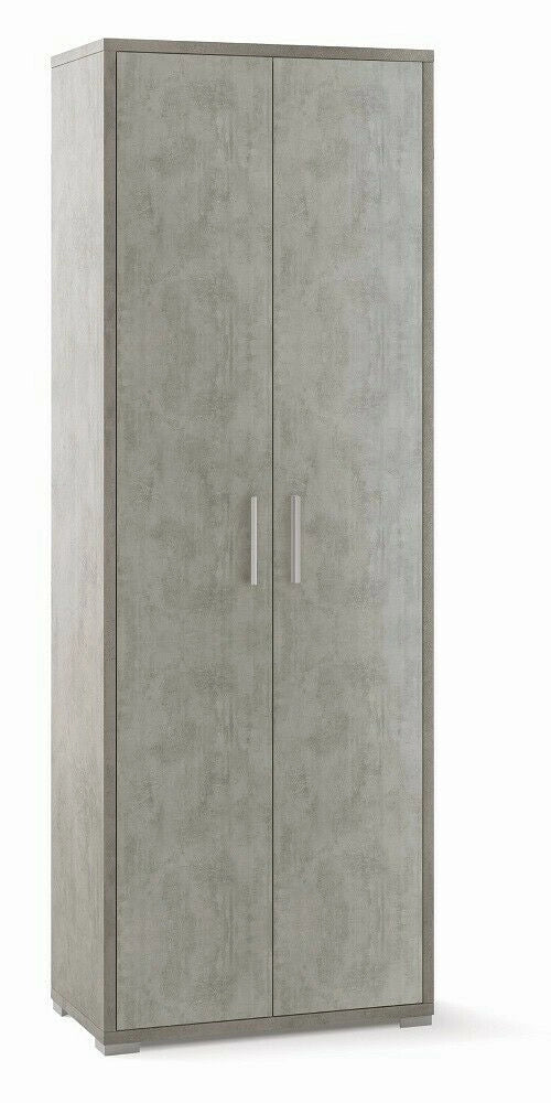 Armadio 2 Ante 2 Ripiani H199 L71 P41 Cm colore Cemento Db374k Sarmog