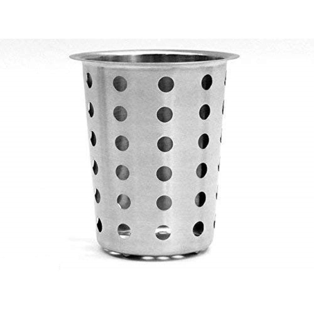 Trade Shop - Porta Posate In Acciaio 12x12x13cm Scolaposate Cola Colino Scolapasta Scolafritto -