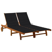 Lettino prendisole sedia a sdraio lettino prendisole letto da giardino mobili da esterno per patio 2 posti con cuscini legno massello di acacia 02_0012235