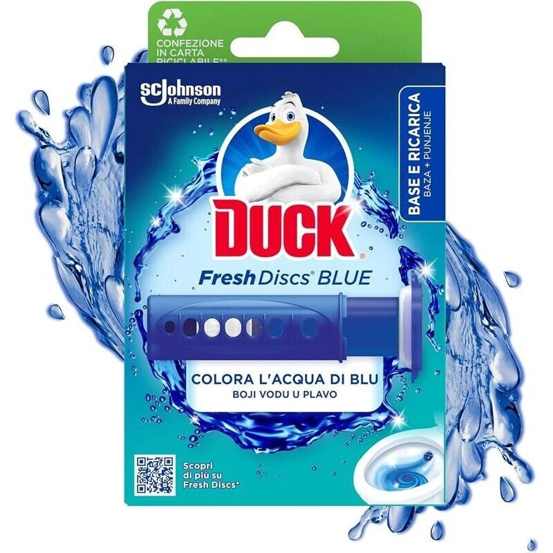 SET 5 DUCK FRESH DISCS BLUE BASE PER DISCHI GEL IGIENIZZANTI WC 1 APPLICATORE E 6 DISCHETTI