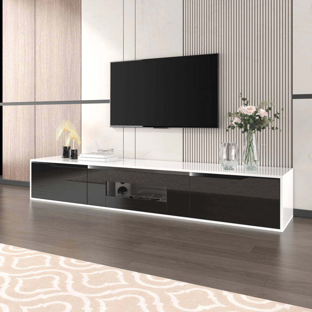 Cassettiera per TV bianca in truciolare; lunghezza 180 cm