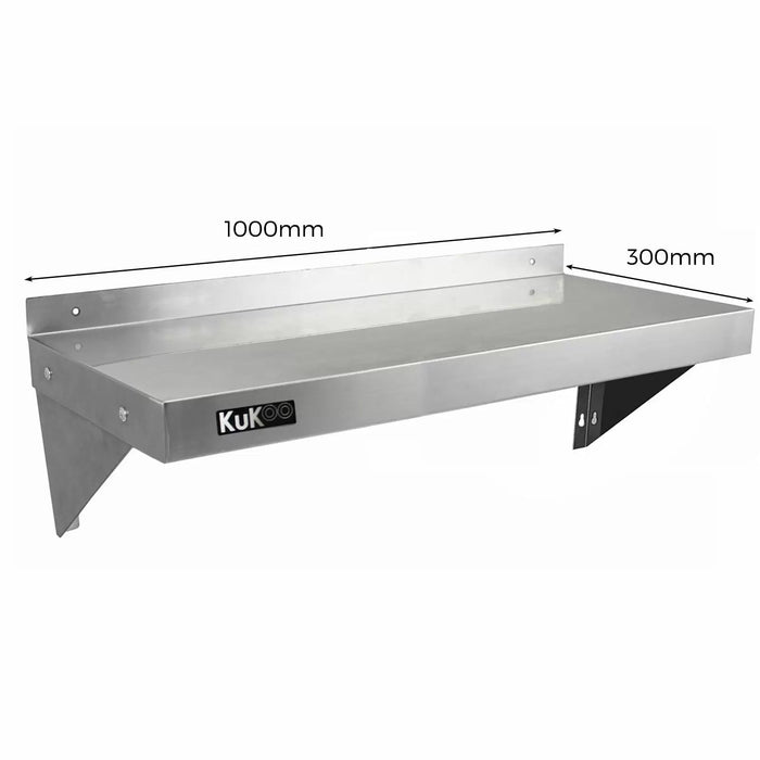Set 2 Mensole a Muro 100x30 cm per Cucine di Ristoranti Pizzerie in Acciaio Inox