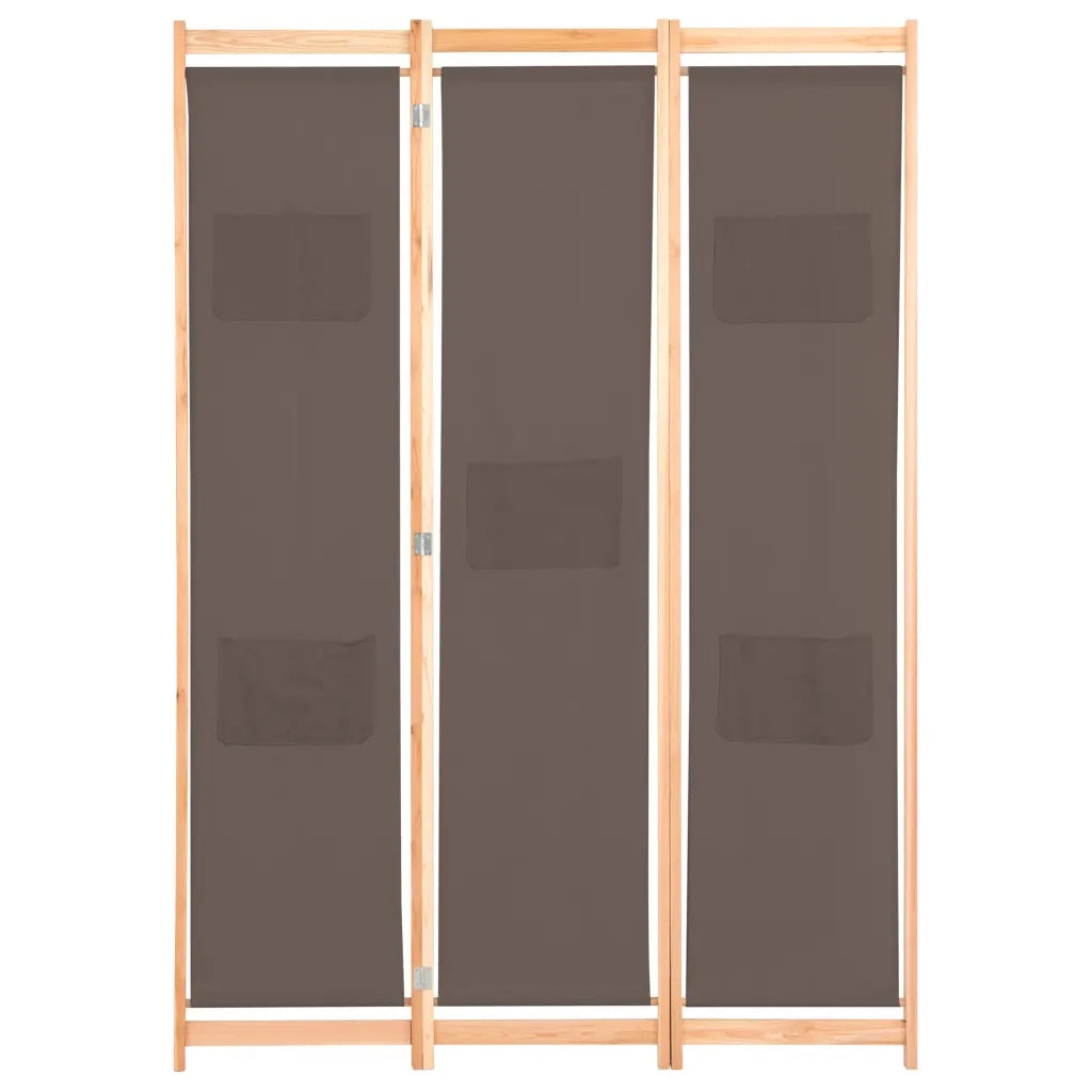 Divisorio Ambienti | Divider per stanze | Paravento a 3 Pannelli Marrone 120x170x4 cm in Tessuto