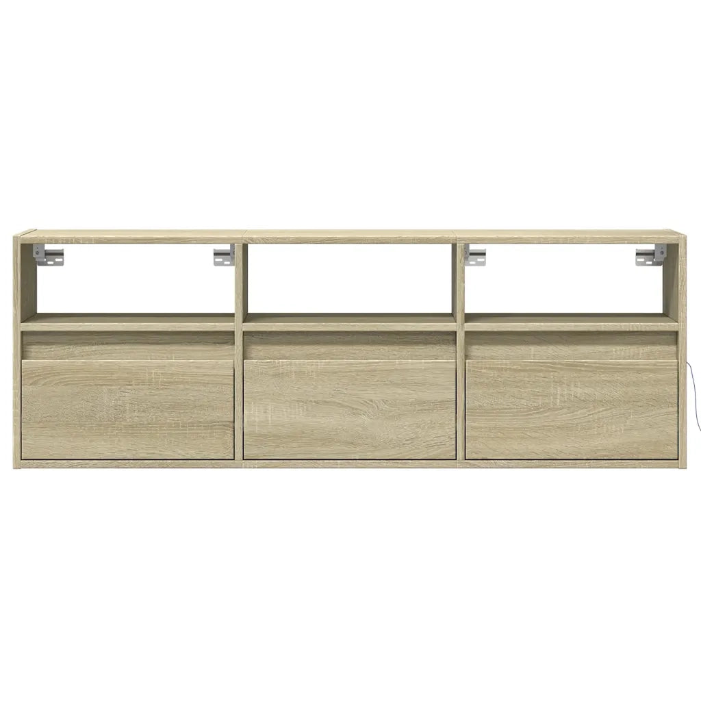 Mobile TV a Parete | Armadietto TV | Mobile Porta TV con Luci LED Rovere Sonoma 130x31x45 cm