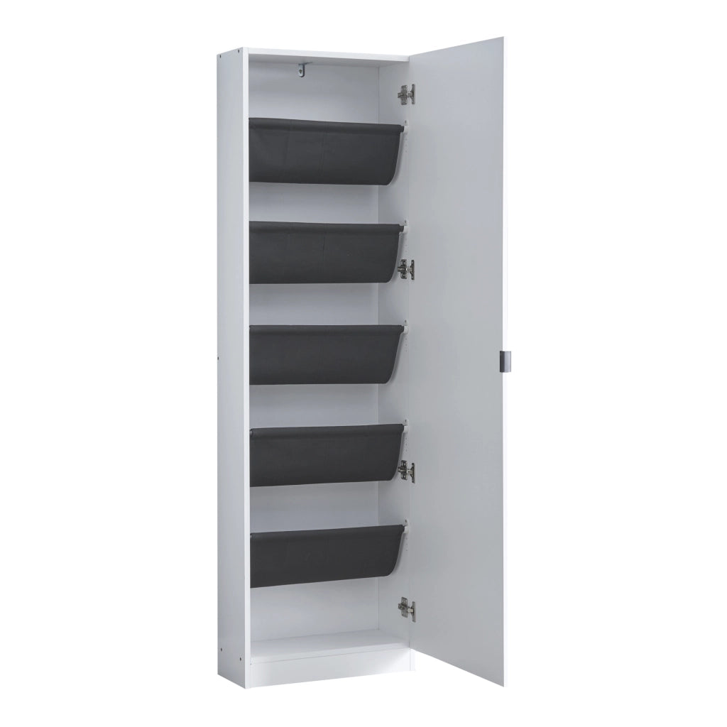 Armadio Portascarpe Meura con Anta a Specchio 160 x 48 x 20 cm Bianco [en.casa]