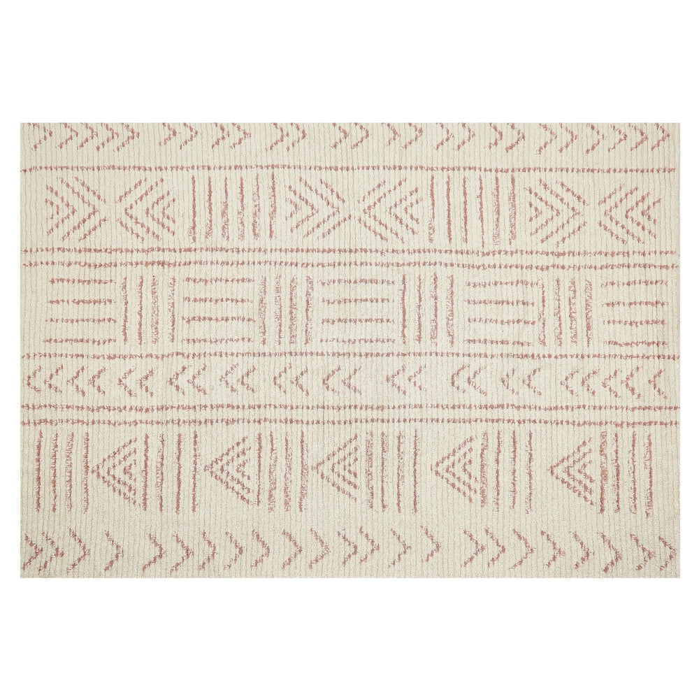 Tappeto in cotone beige 140 x 200 cm motivo geometrico rettangolare soggiorno camera da letto