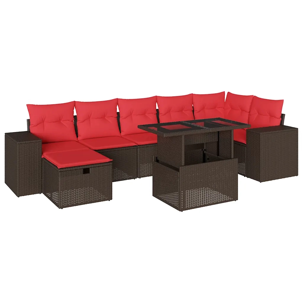 Set Divani da Giardino 8 pz con Cuscini Marrone in Polyrattan 3275314