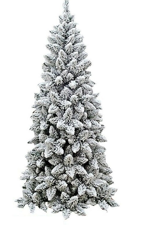 Albero di natale innevato monterey slim h.210 apertura ad ombrello in pvc
