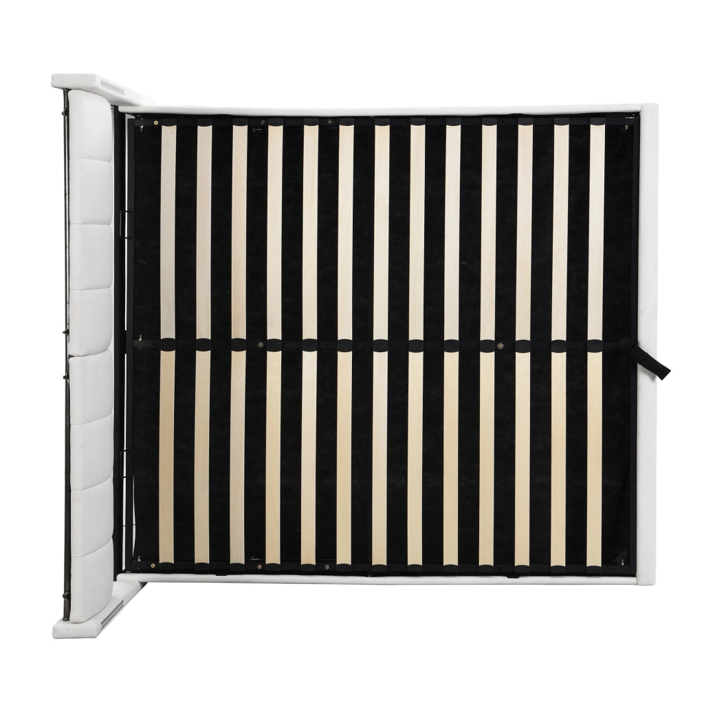 Letto imbottito 180x200 cm con LED, USB ricaricabile e vano contenitore