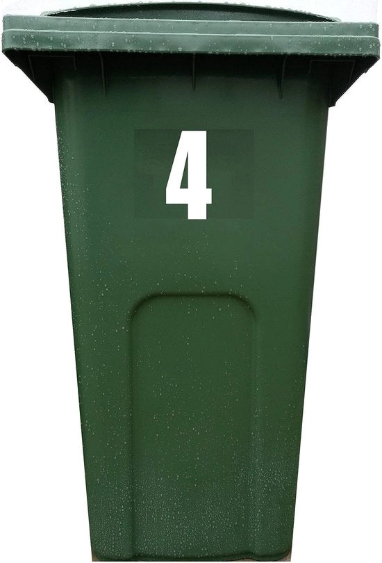 Set di Etichette per Bacchetta della Spazzatura da 4 - Adesivo Autoattacco - Vinile - 19,5 cm di Altezza - Numeri 1-99 - Riconosci il tuo Contenitore dei Rifiuti - Etichette per Bacinella dei Rifiuti