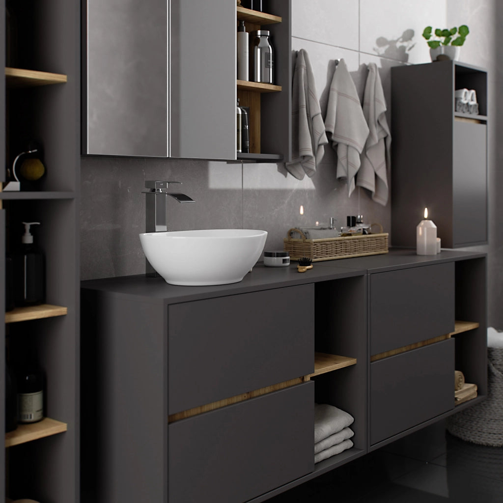 Mobile bagno sospeso VAMI Grigio Grafite, Rovere Artisan 35 cm 1 anta 35x30x80 cm