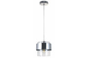 Lampada a sospensione cromata vetro Quan E27 40W Reality
