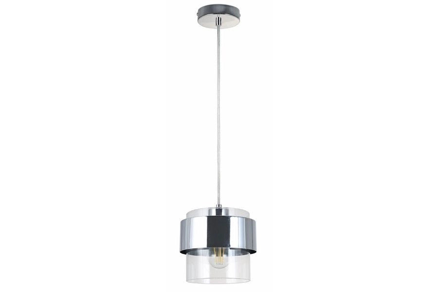 Lampada a sospensione cromata vetro Quan E27 40W Reality