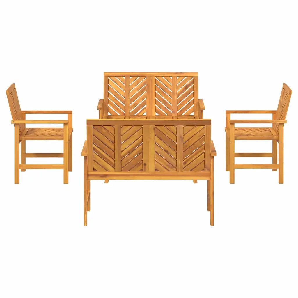 Set Lounge da Giardino 5 pcs Marrone Legno di Acacia Massello 3154129