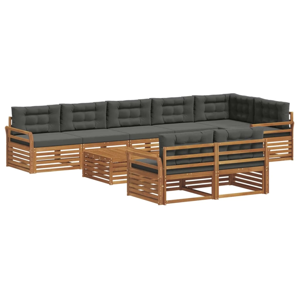 Set di divani da esterno con cuscino 9 pcs Naturale e Antracite