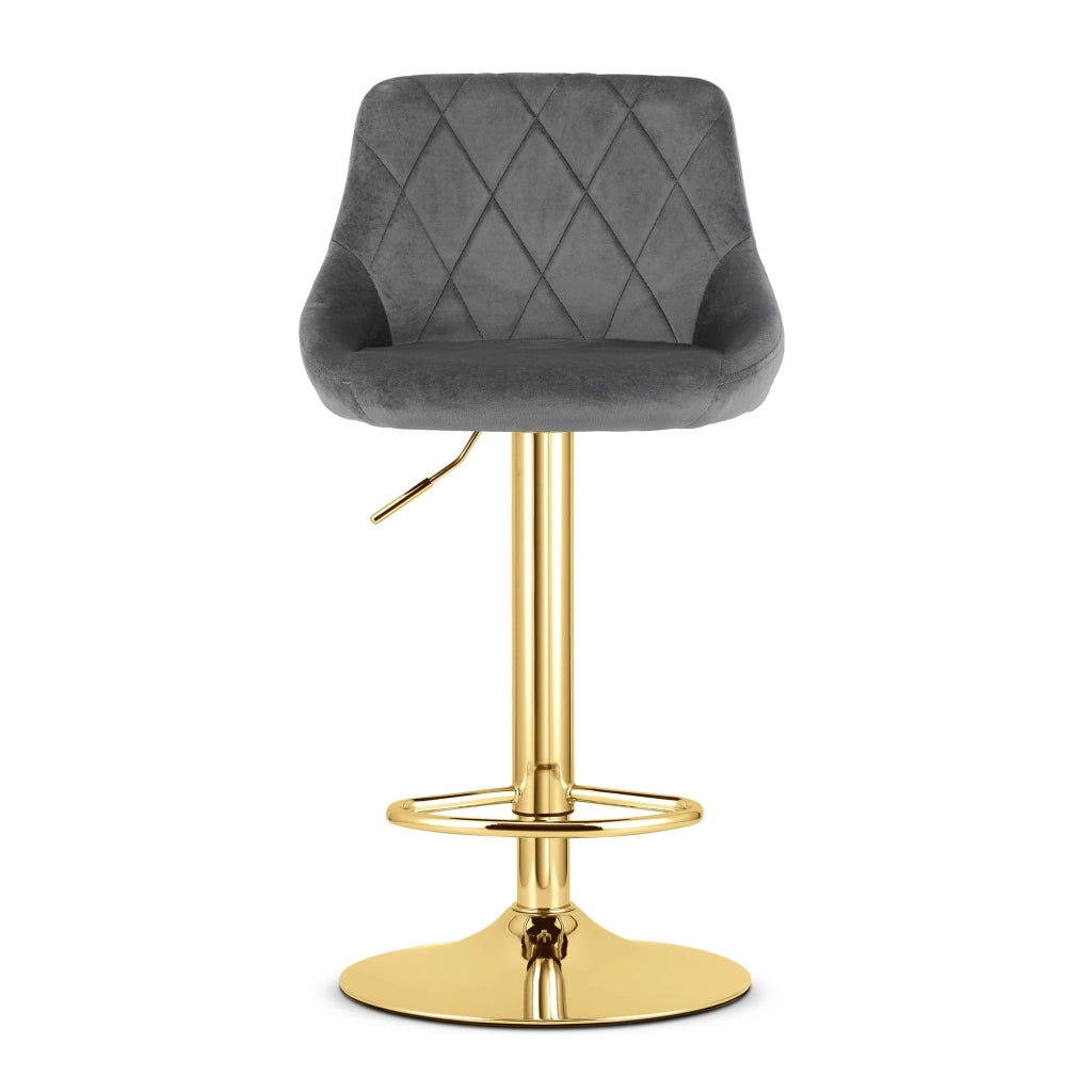 Sgabello girevole VALORA DAKA - Velluto grigio con base dorata