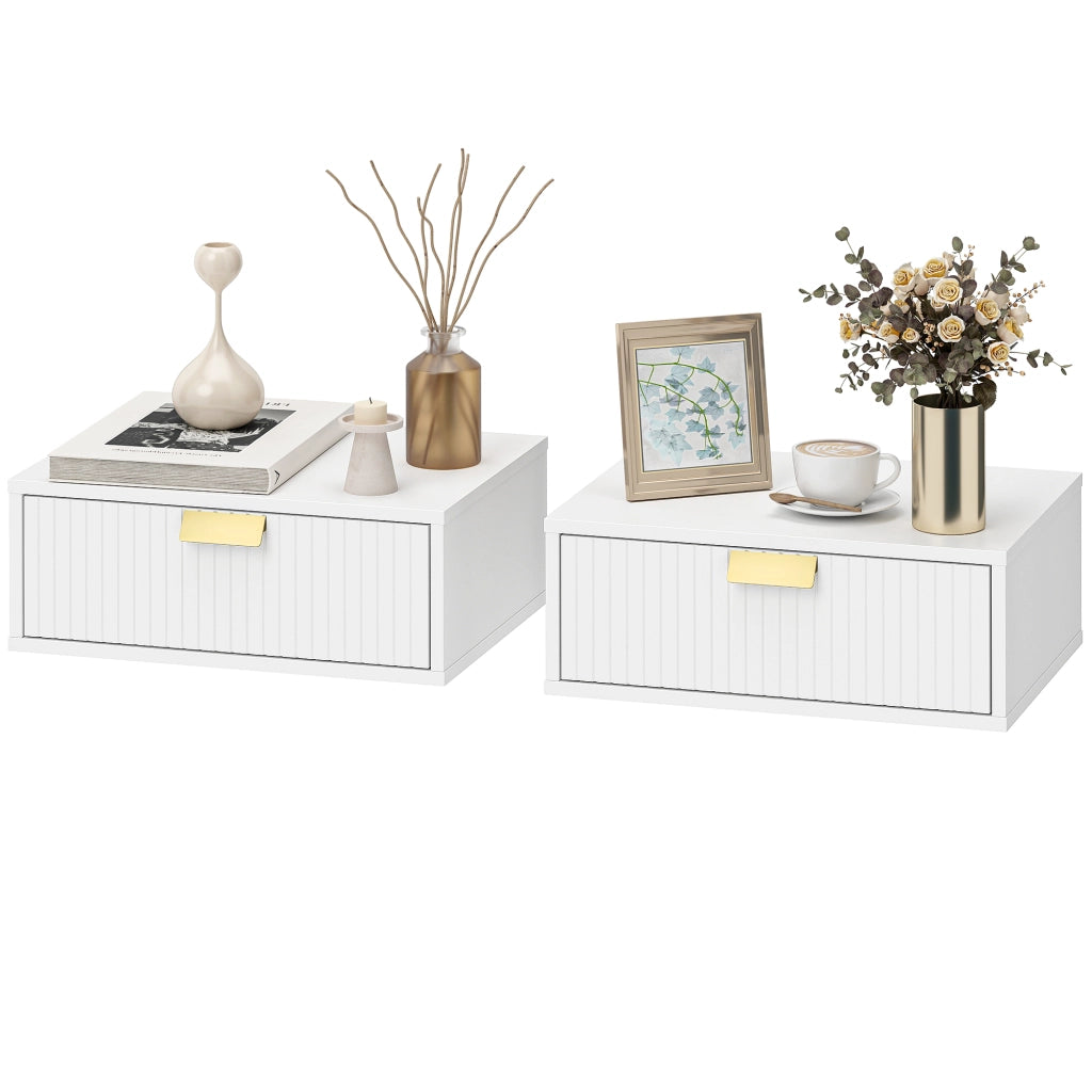 Comodini a muro con cassetto ¨C Zephmum ¨C Bianco 40x30x15 cm