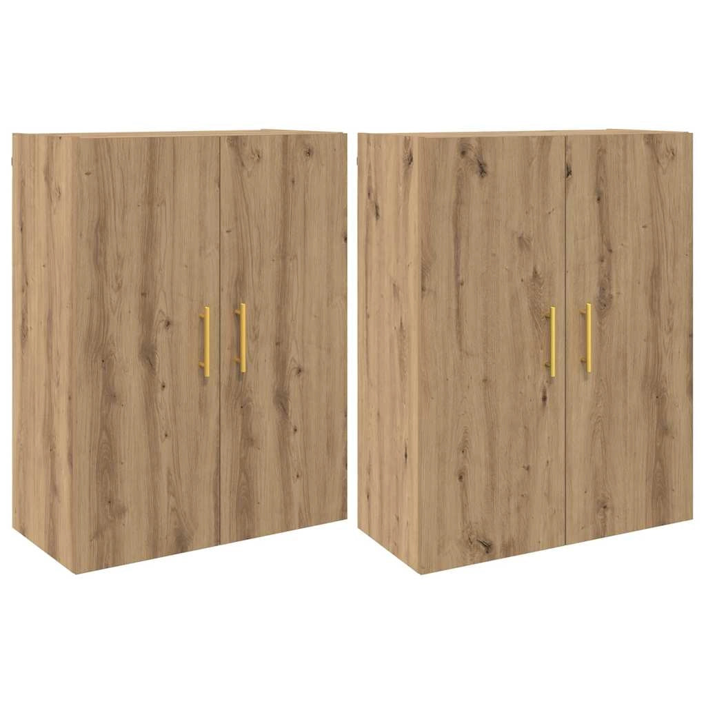 Set di 2 moderni pensili con 4 ante portaoggetti 69 x 34 x 90 cm finitura rovere ingegnerizzato 02_0056041