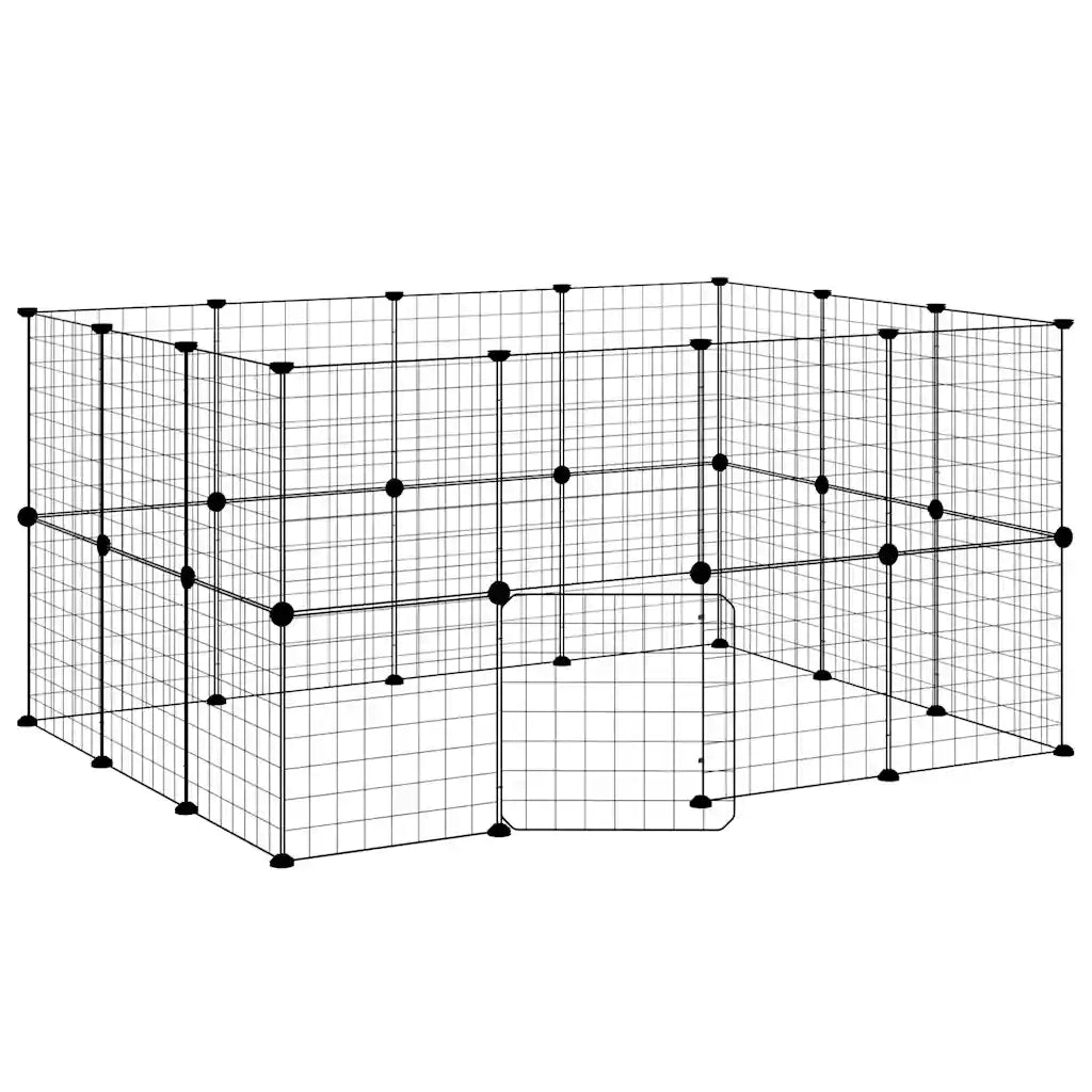 Gabbia per Animali 28 Pannelli con Porta Nero 35x35 cm Acciaio 3114038