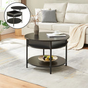 Tavolino da Caffè Kandas con Piano Rotondo Sollevabile (ØxA): 70x49 cm - Nero [en.casa]