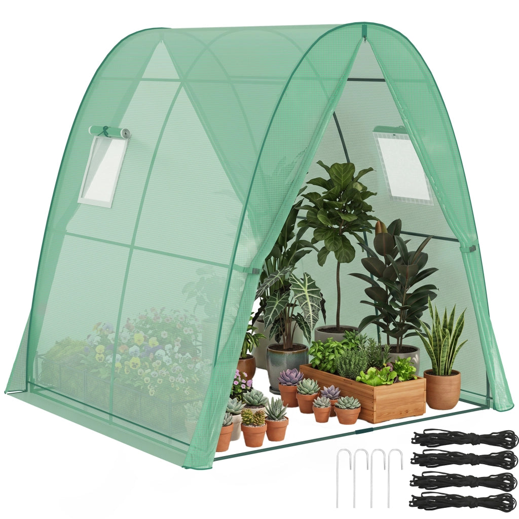 Serra a tunnel con porte avvolgibili e finestre a rete ¨C Xylo ¨C 1,8x1,8x2m verde