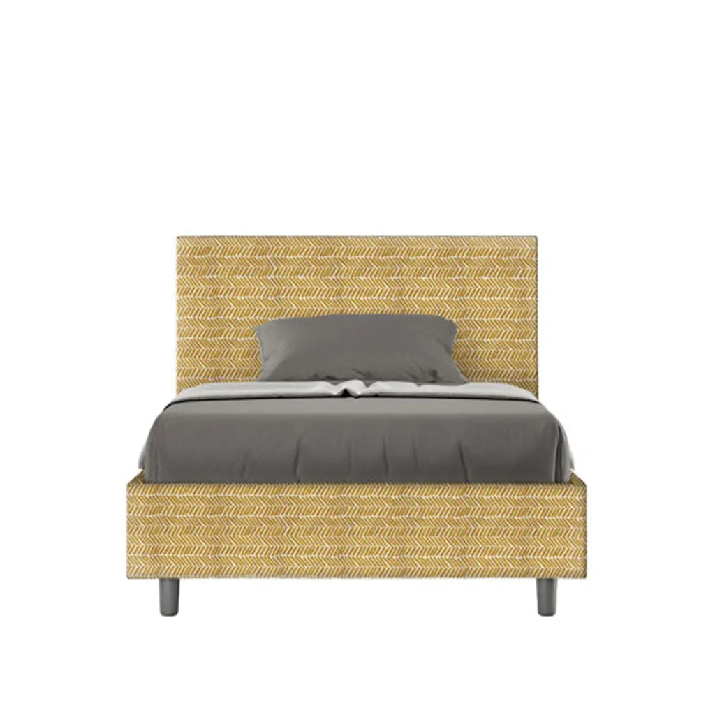 Letto una piazza e mezza contenitore imbottito 120x210 tessuto Aragona 3 giallo Adele