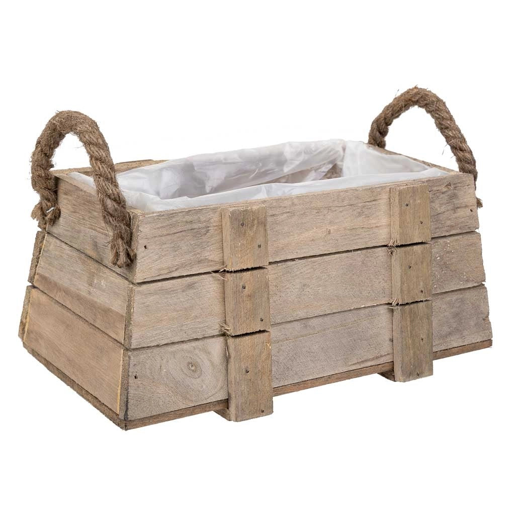 Cesto in legno con manici marroni 22x11x11h