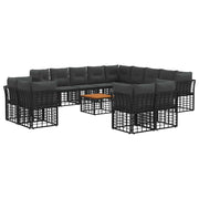 Set di divani da esterno 14 pcs Nero e Grigio scuro Poliestere 3437615