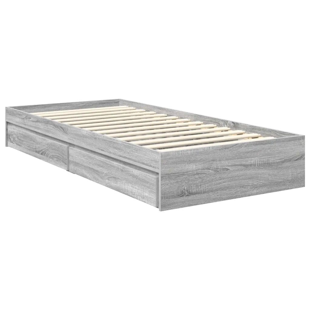 Letto con Contenitore con testiera Grigio Sonoma 90 x 200 cm
