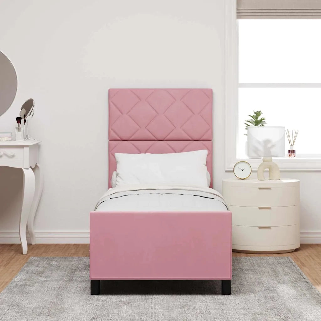 Letto a molle con testiera Rosa 80 x 200 cm Velluto