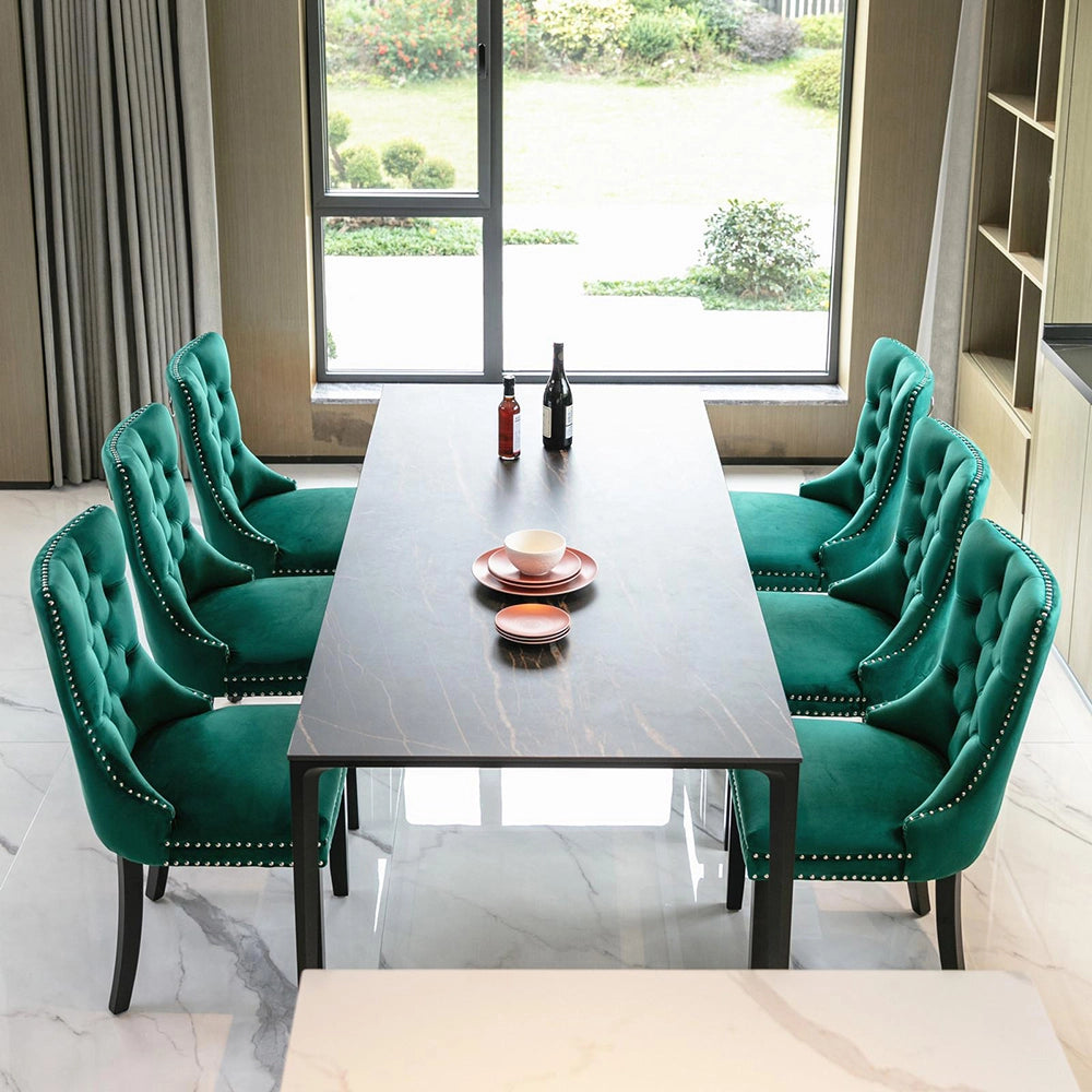 Set 2 sedie Nikki - Xylo - velluto verde gambe legno