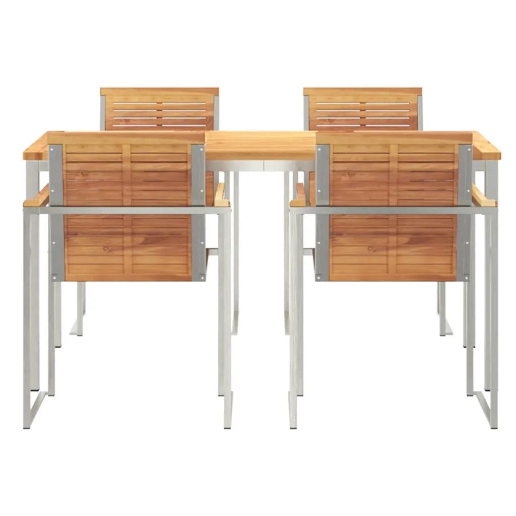 Set da Pranzo per Giardino 5 pcs Marrone Legno di teak solido 3334823