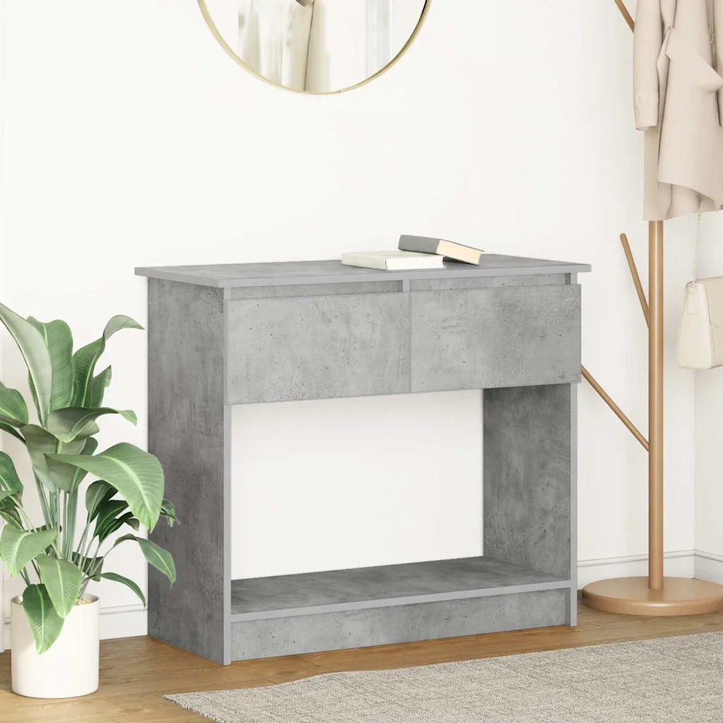 Tavolo Consolle | Tavolo d'Ingresso con Cassetti Grigio Cemento 85,5x38,5x74,5 cm