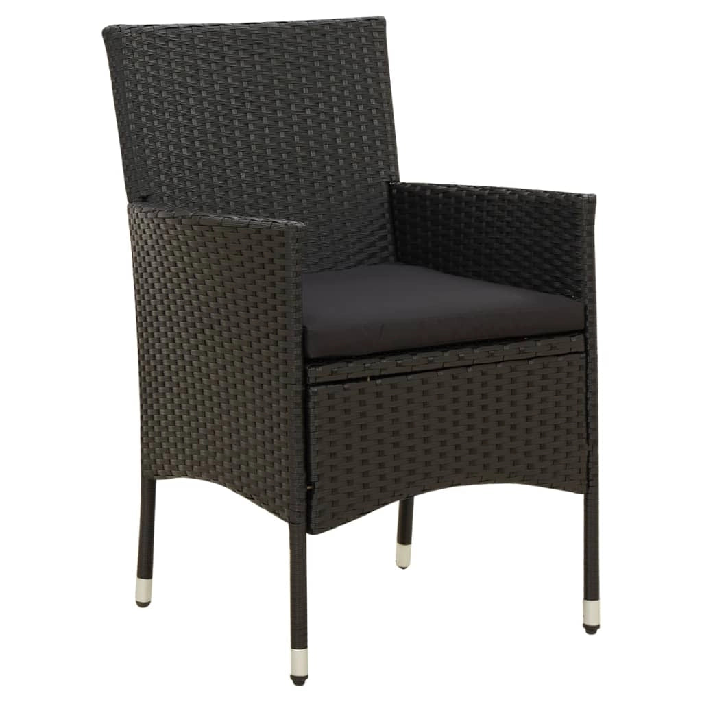 Salotto da esterno in 5 pezzi con cuscini in resina intrecciata nera 02_0014954