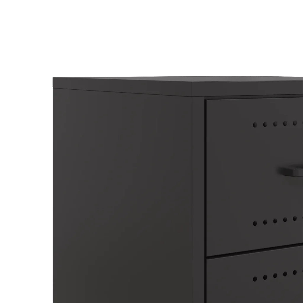 Set di 2 Comodini | Armadio da Notte | Mobiletto da notte Neri 36x39x43,5 cm in Acciaio