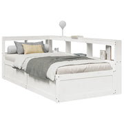 Letto Libreria senza Materasso-Struttura Letto con contenitore Bianco 90x190 cm Massello Pino 676491