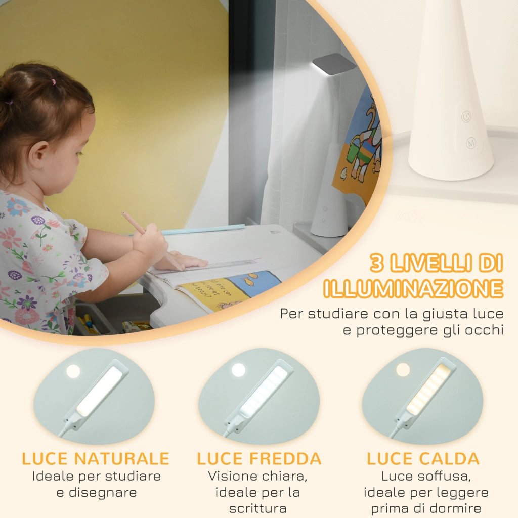 EasyComfort Banco Scuola con Sedia per Bambini 6-12 Anni con Altezza e Inclinazione Regolabile, Grigio