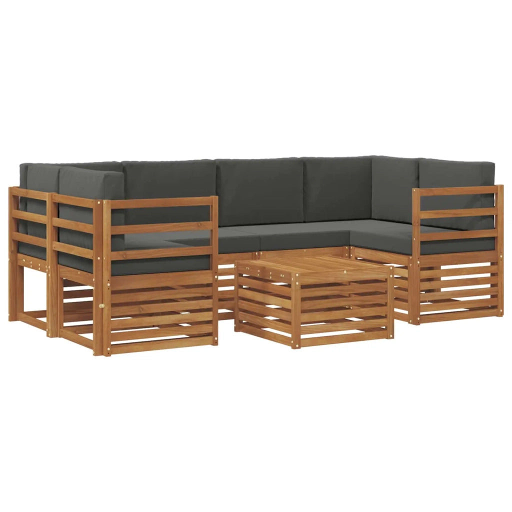 Set di divani da esterno con cuscino 7 pcs Naturale e Antracite