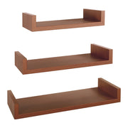 Set di 3 Mensole da Muro Modello CALAMITA MAXI, Mensole Muro Design, Mensola da Parete. Misure 60x8 p23.7 cm, 50x8 p23.7 cm e 40x8 p23.7 cm. Finitura   CILIEGIO - MADE IN ITALY