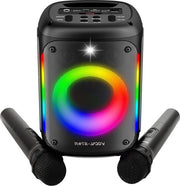 Karaoke portatile con Bluetooth e 2 microfoni wireless - altoparlante 60W - effetti luminosi - registra il canto - ricaricabile
