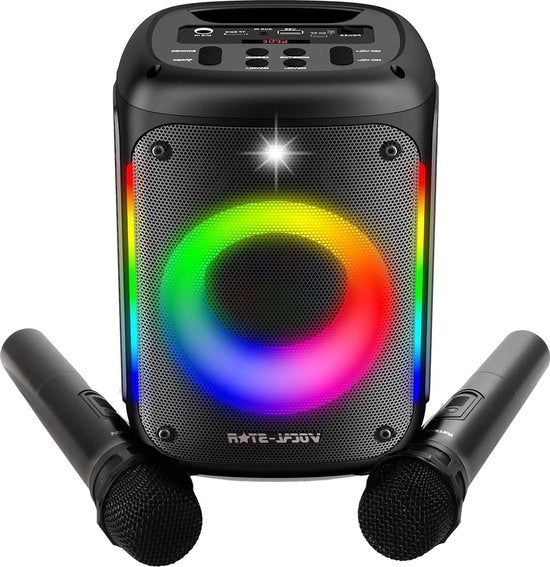 Karaoke portatile con Bluetooth e 2 microfoni wireless - altoparlante 60W - effetti luminosi - registra il canto - ricaricabile