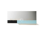 Specchio rettangolare orizzontale larghezza 120 cm con mensola in metallo verniciato azzurra