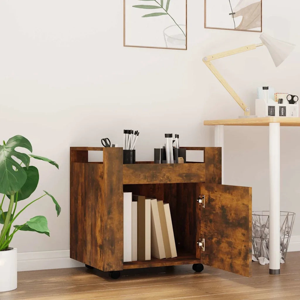 Carrello Scrivania rovere fumo 60x45x60 cm Legno Multistrato 816613