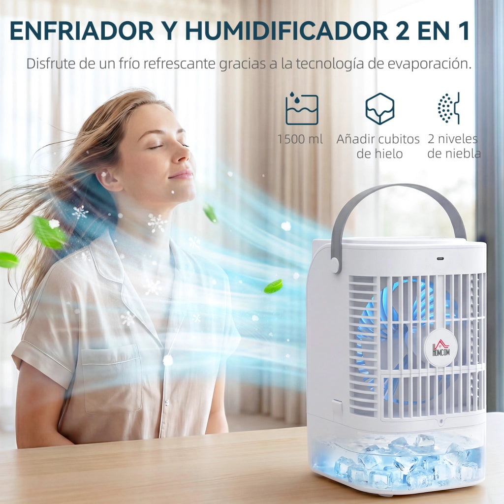 Ventilatore 4 in 1 con Nebulizzatore e Luci LED ¨C Zephmum ¨C Bianco