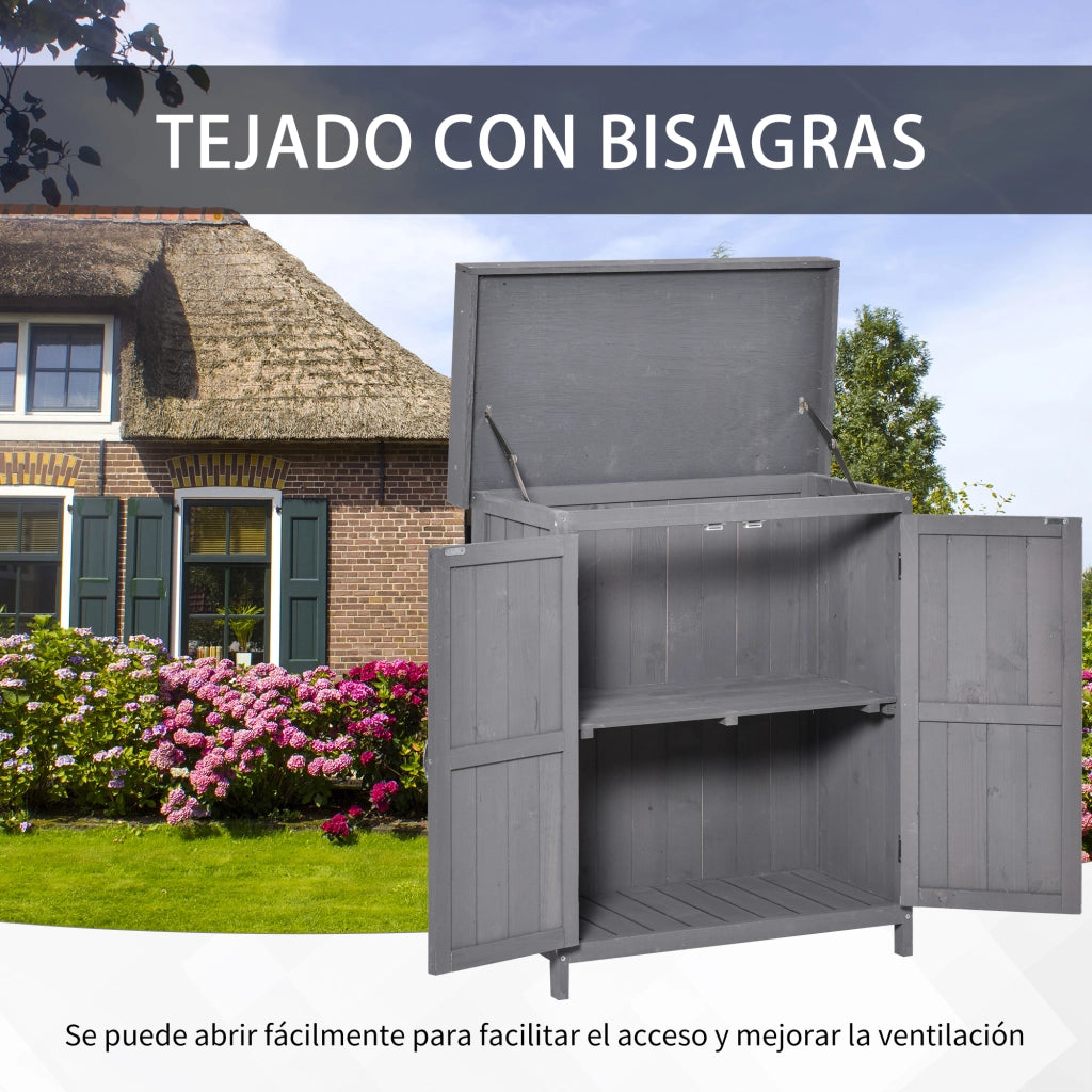 Casetta da Giardino in Legno ¨C zephmum ¨C 74x43x88 cm Grigio con 2 Porte