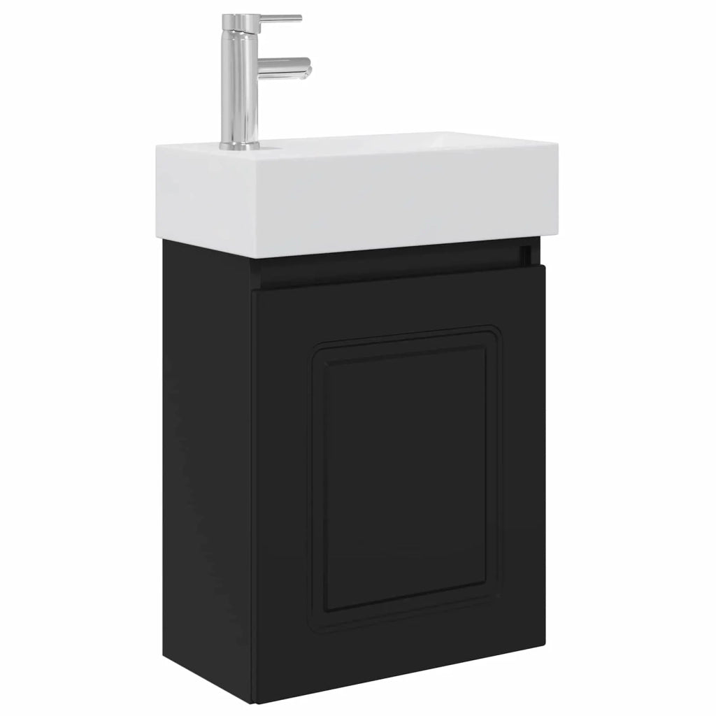 Mobile bagno con rubinetto Nero 45,5 x 22,5 x 84 cm 889462